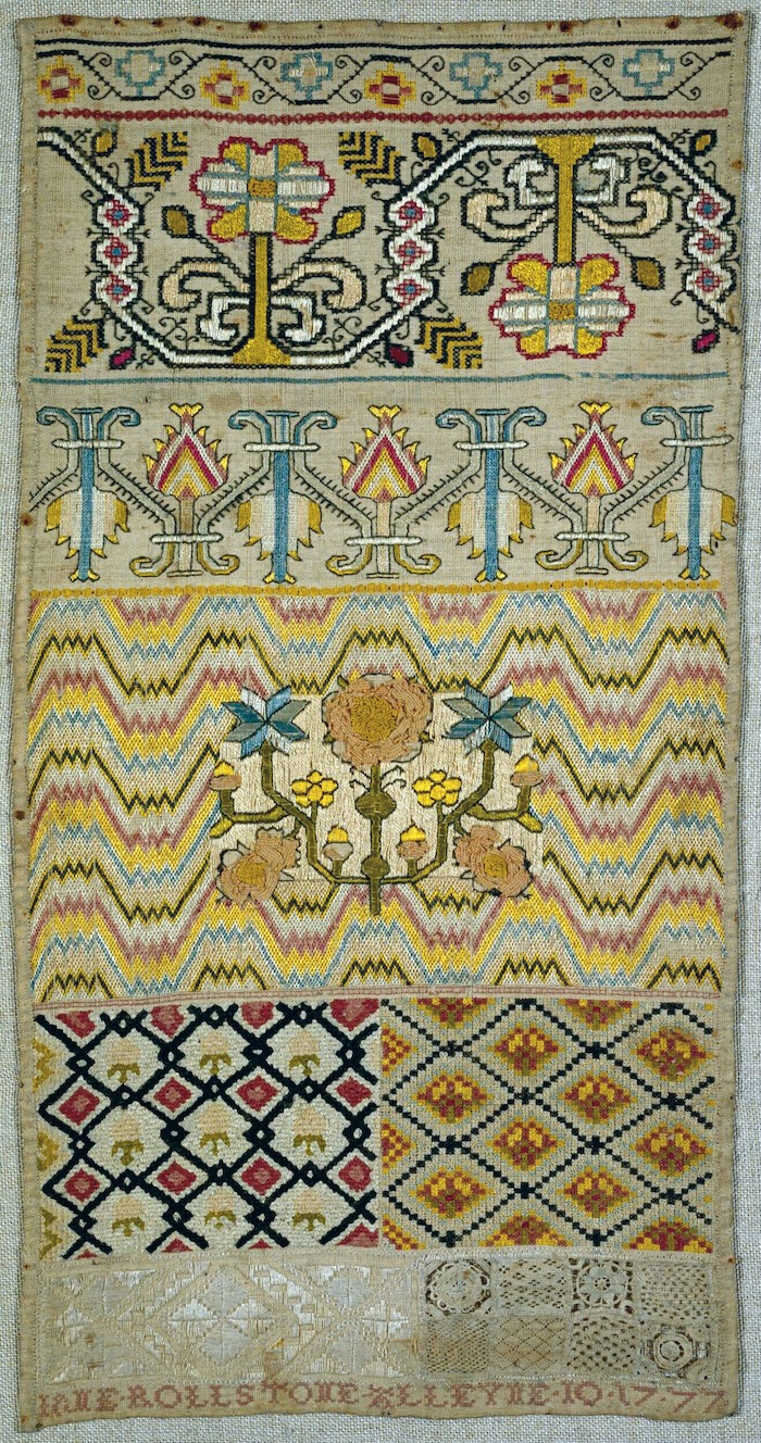 : Jane Rollstone Alleyne’s sampler, Barbados, 1777.