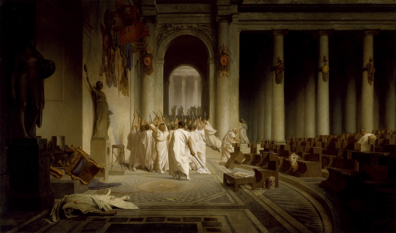 ’The Death of Caesar‘, by Jean-Léon Gérôme, c. 1859-67. The Walters Art Museum. Public Domain.