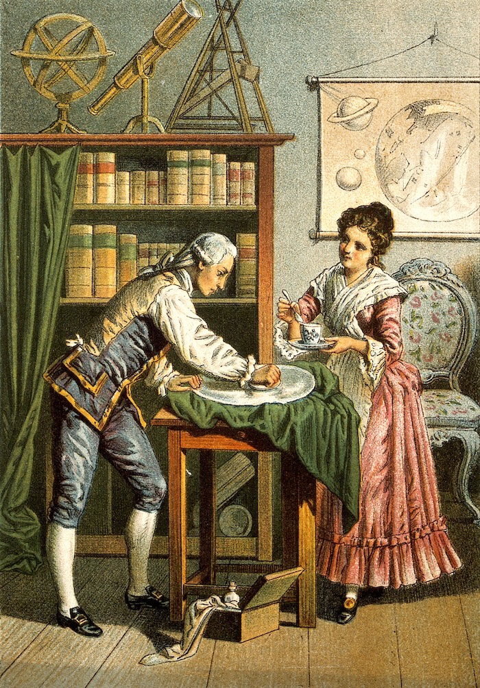 Sir William Herschel and Caroline Herschel, lithograph by A. Diethe, c. 1896. Wellcome Collection. Public Domain.