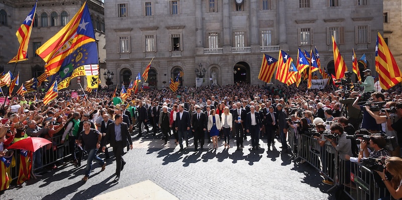 Catalan President Carles Puigdemont meets other Catalonia officials to show support for the 2017 independence referendum, 16 september 2017. Generalitat de Catalunya.