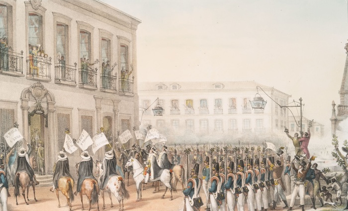 Acclaimation of Don Pedro II as emperor of Brazil in Rio de Janeiro, 4 April 1851, by Jean Baptiste Debret. New York Public Library. Public Domain.