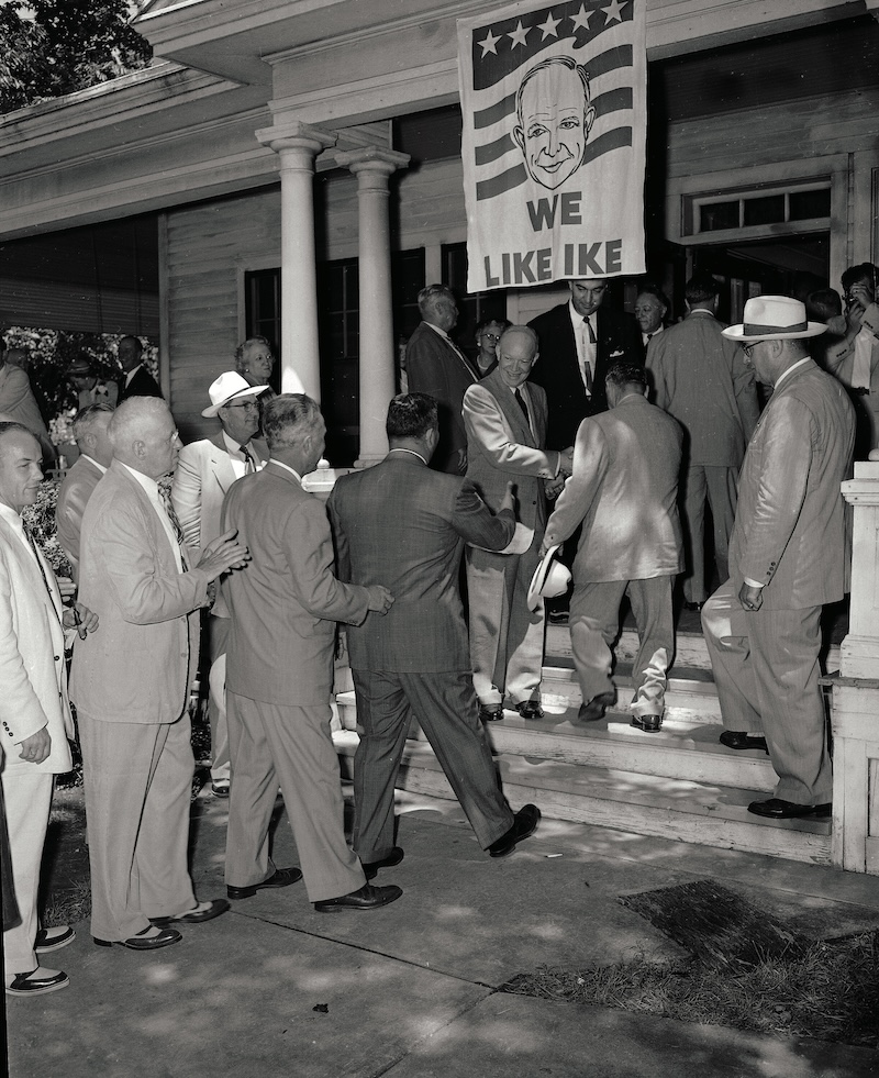 Dwight D. Eisenhower greeting members of the Republican National Convention, Abilene, Kansas, 5 June 1952.