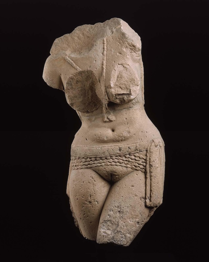 Torso of a fertility goddess from the Great Stupa at Sanchi, 25 BC - AD 25. Museum of Fine Arts, Boston. Public Domain.