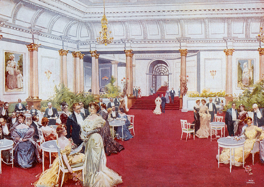 The Savoy Hotel restaurant, London by Max Cowper, c.1900.