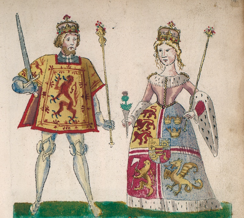 James III and Margaret of Denmark, from the Forman Armorial, 16th century. National Library of Scotland.