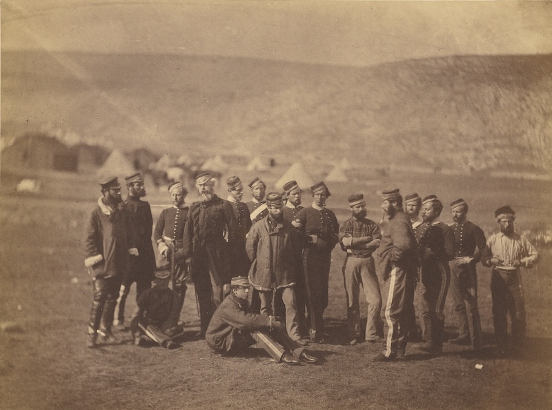 Officers and men of the 13th Light Dragoons, part of the Light Brigade, by Roger Fenton, 1855. The J. Paul Getty Museum, Los Angeles. Public Domain.