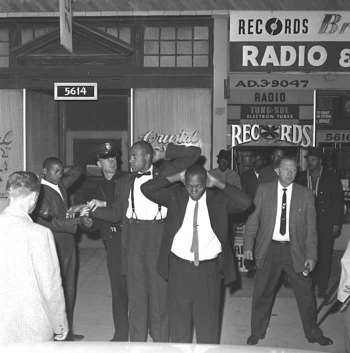 Members of the Nation of Islam being arrested by the LAPD, 28 April 1962. The Regents of the University of California (CC BY 4.0).