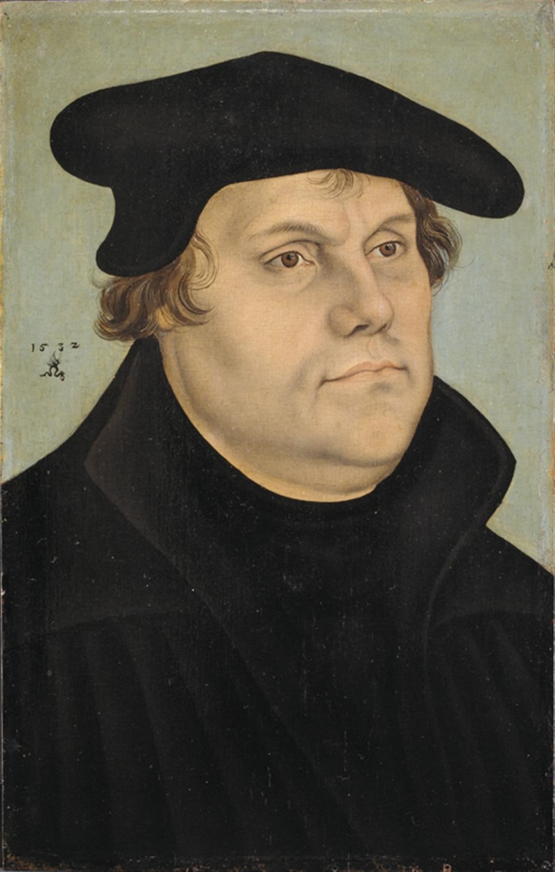 Portrait of Martin Luther, by Lucas Cranach, 1532. Statens Museum for Kunst. Public Domain.