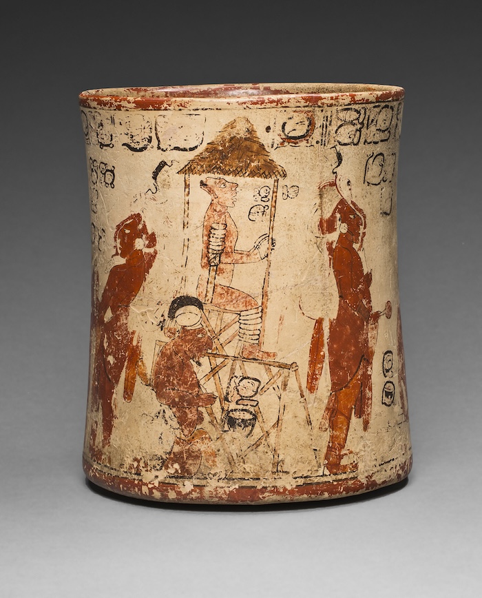 Maya vessel sepicting a sacrificial ceremony for a royal accession, c.753. Art Institute of Chicago. Public DOmain.