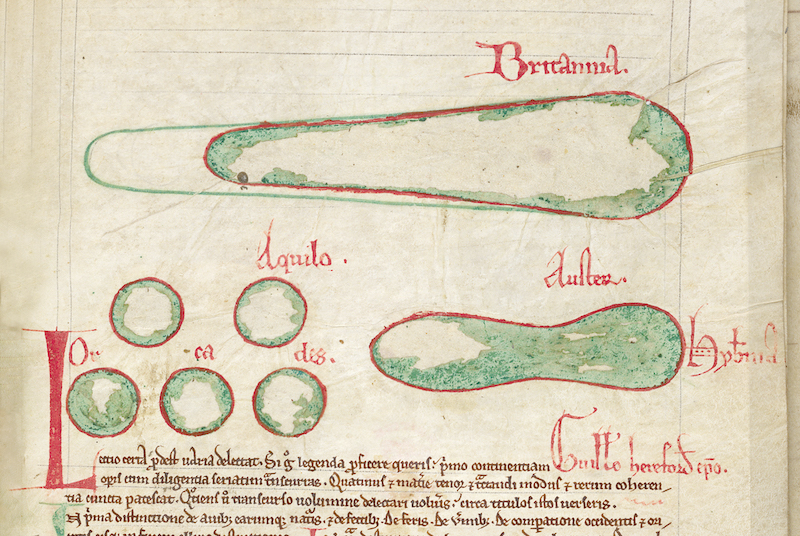 map of Britain, Ireland and Orkney, from the Topographia Hibernica, English, 13th century.