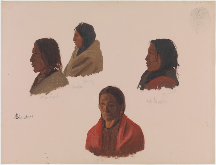 Studies of Native American leaders made at Fort Laramie, Albert Bierstadt, c. 1859. Metropolitan Museum of Art. Public Domain.