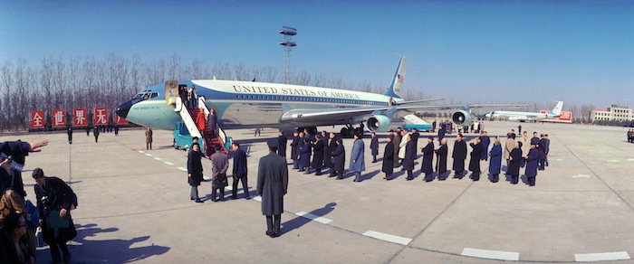 Air Force One arrives in Beijing, 21 February 1972. US National Archives. Public Domain.