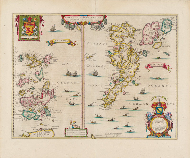 Map of Orkney and Shetland, by Joan Blaeu, Dutch, 1654. National Library of Scotland.