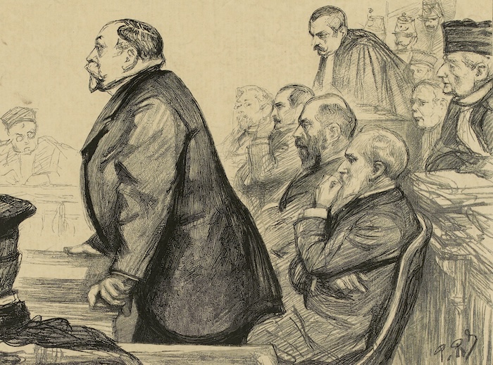 The trial of the directors of the Panama Canal Company, at the Palais de Justice, Paris, c. 1893. Musée Carnavalet, Histoire de Paris. Public Domain.