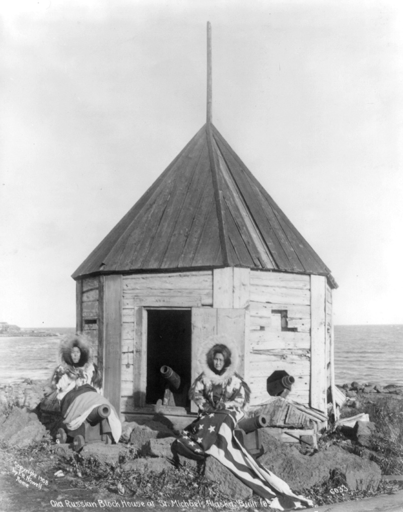 Old Russian Block House at St. Michael, Alaska, 5 November 1908. Library of Congress. Public Domain.