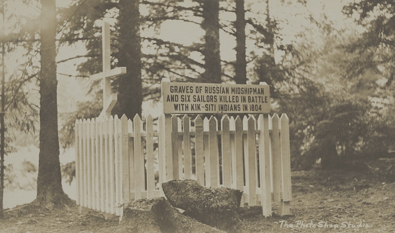 Graves of Russian midshipman and six sailors killed in battle with Kik-Siti Indians in 1804, c. 1900-1940. Library of Congress. Public Domain.