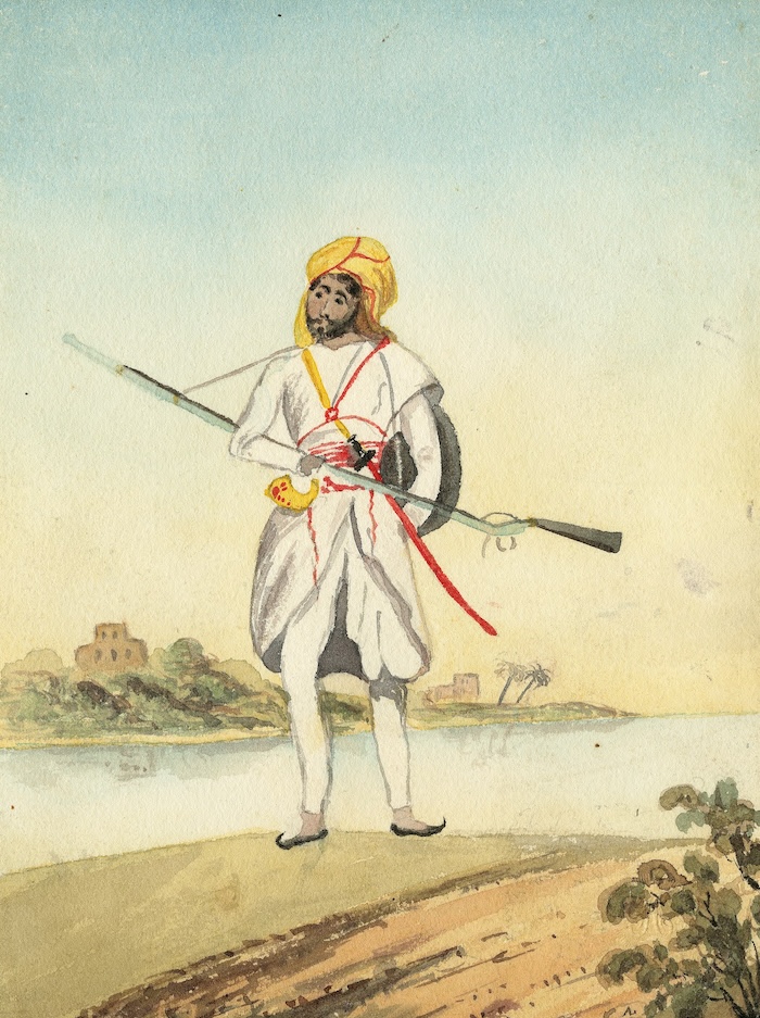 A Sikh soldier, c. 1848. Prints, Drawings and Watercolors from the Anne S.K. Brown Military Collection. Brown Digital Repository. Brown University Library. Public Domain.