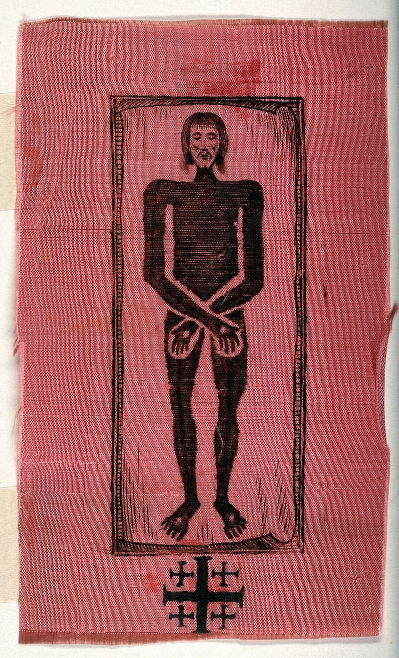 The Holy Shroud of Turin, etching on silk. Wellcome Collection. Public Domain.