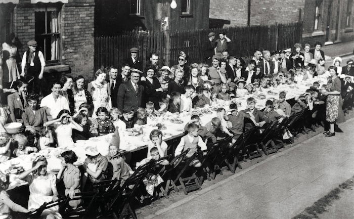 VE Day party, Dunstan Street, Netherfield, Nottinghamshire, May 1945.