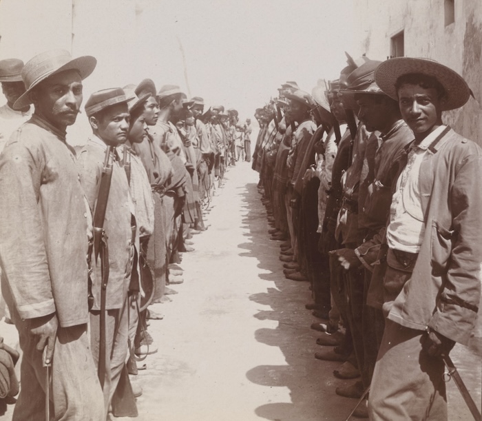 ‘Recruits enlisted for the defense of their native land, Puerto Cabello, Venezuela‘, 1902. Library of Congress. Public Domain.