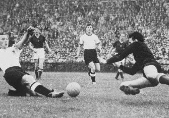 Morlock scores West Germany's first goal.