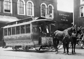 A New York streetcar, c.1890.