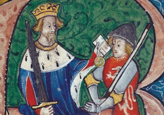 Richard II and Thomas Mowbray, from Jean Froissart’s Chronicles, 15th century. British Library/Bridgeman Images.