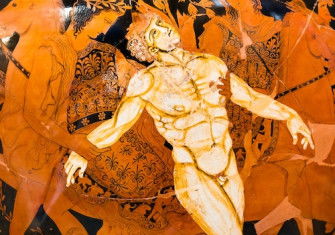 The death of the bronze automata Talos depicted on a Volute krater, c. 400 BC. ArchaiOptix (CC BY-SA 4.0).