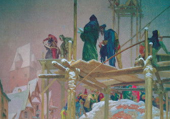 Detail from A Brothel Converted to  a Convent by Jan Milíč  of Kroměříž’, from the Slav Epic, by Alphonse Marie Mucha, 1916. 