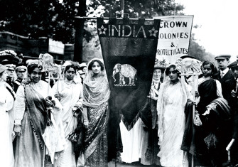 Indian suffrage campaigners on the Women’s Coronation Procession, London, 1911.