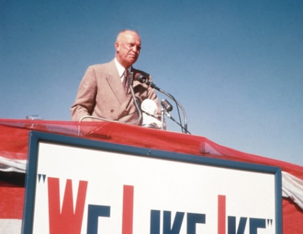 Dwight D. Eisenhower campaigning in Lubbock, Texas, 1952. Bettmann/Getty Images.