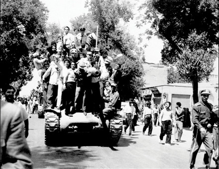 Given the boot: monarchists and the Iranian army celebrate in Tehran, 27 August 1953.